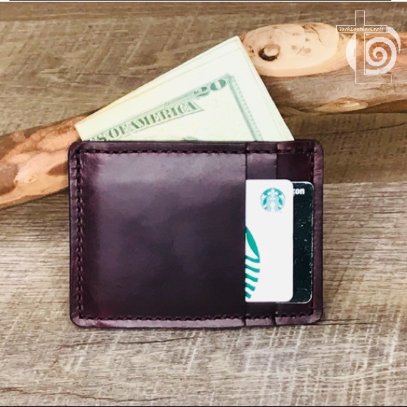 techleathercraft handmade Other - Horween leather wallet Multi-Slim burgundy/black